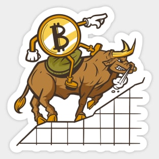 Bitcoin Riding The Trend Crypto Blockchain Trader Bull Art Sticker